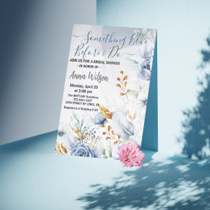 elegant Something Blue Before I do bridal shower Invitation