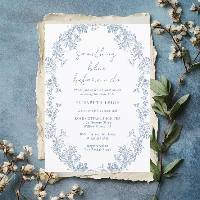 Elegant Something Blue Before I Do Bridal Shower  Invitation (Creator Uploaded)