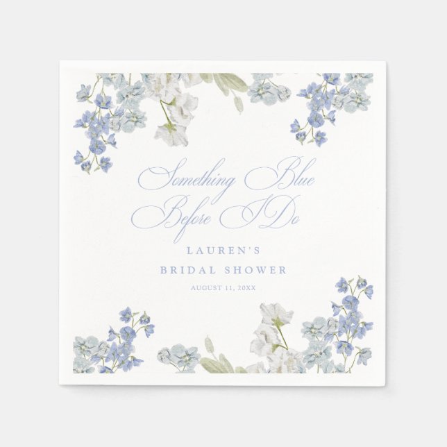 Elegant Something Blue Before I Do Bridal Shower  Napkin (Front)