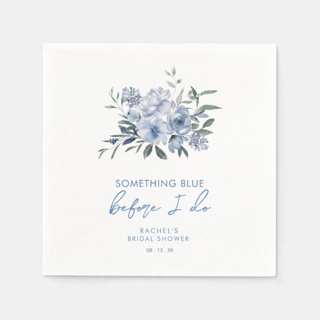 Elegant Something Blue Before I Do Bridal Shower Napkin (Front)