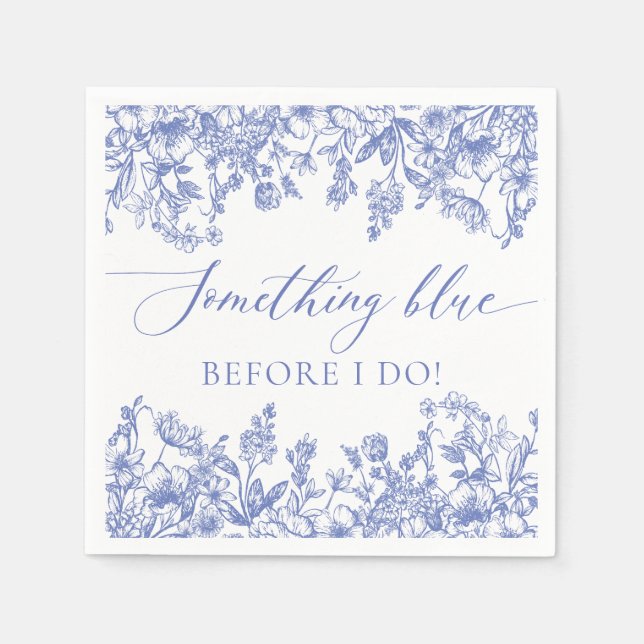 Elegant Something Blue Before I do Bridal Shower Napkin (Front)