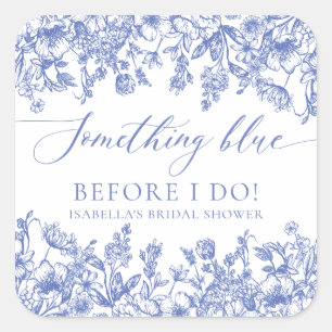Elegant Something Blue Before I do Bridal Shower Square Sticker