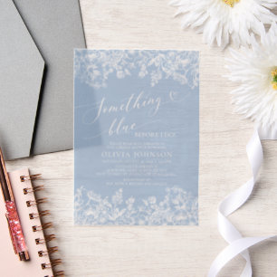 Elegant Something Blue Before I do Bridal Shower Vellum Invitations