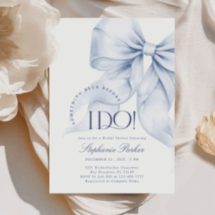 Elegant Something Blue Bow Bridal Shower Invitation