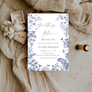 Elegant Something Blue Bridal Shower-Modern Floral Invitation