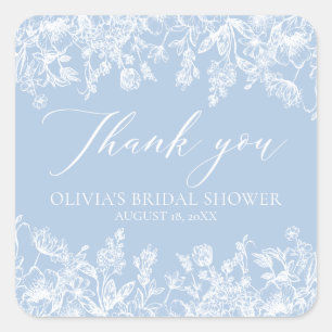 Elegant Something Blue Bridal Shower Thank You  Square Sticker