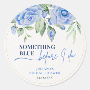 Elegant Something Blue Floral Bridal Shower Classic Round Sticker