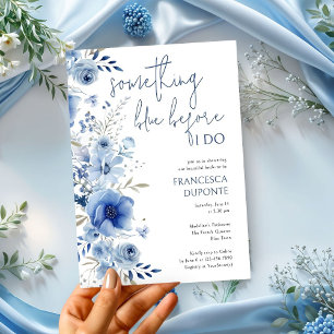 Elegant Something Blue Floral Bridal Shower Invitation