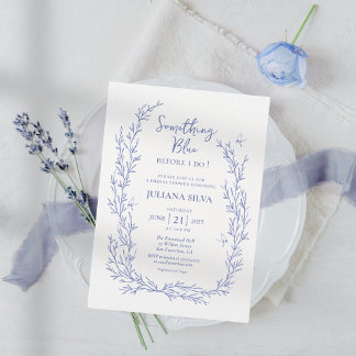 Elegant Something Blue  Floral Bridal Shower  Invitation