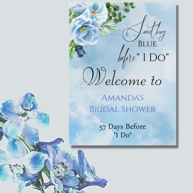 Elegant Something Blue Floral Bridal Shower Poster (Creator Uploaded)