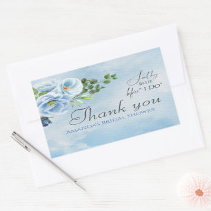 Elegant Something Blue Floral Bridal Shower Rectangular Sticker
