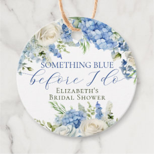 Elegant Something Blue Hydrangea Bridal Shower Favour Tags