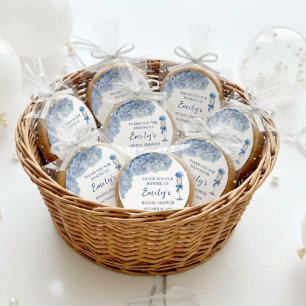 Elegant Something Blue Hydrangea Floral Classic Round Sticker