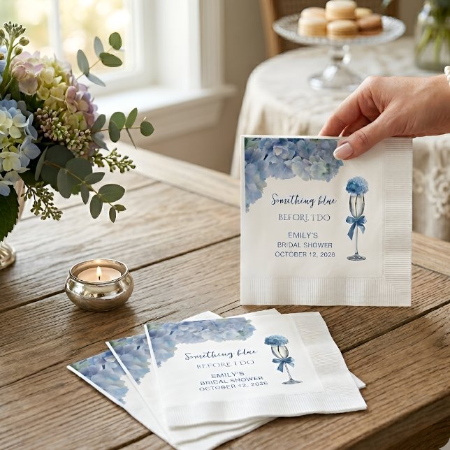 Elegant Something Blue Hydrangea Floral Party  Napkin (Creator Uploaded)
