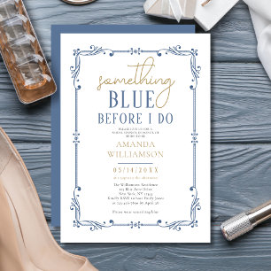 Elegant Something Blue Script Bridal Shower  Invitation