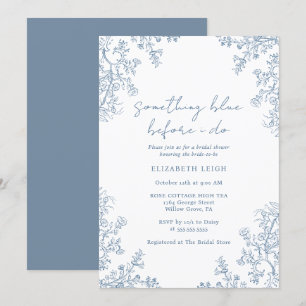 Elegant Something Blue Vintage Bridal Shower  Invitation