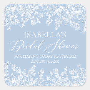 Elegant Something Blue Vintage Bridal Shower  Square Sticker