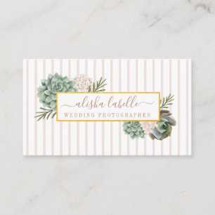 Elegant Sophisticate Floral Foliage Frame & Stripe Business Card