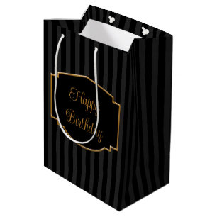 Elegant, Sophisticated Black and Gold Medium Gift Bag