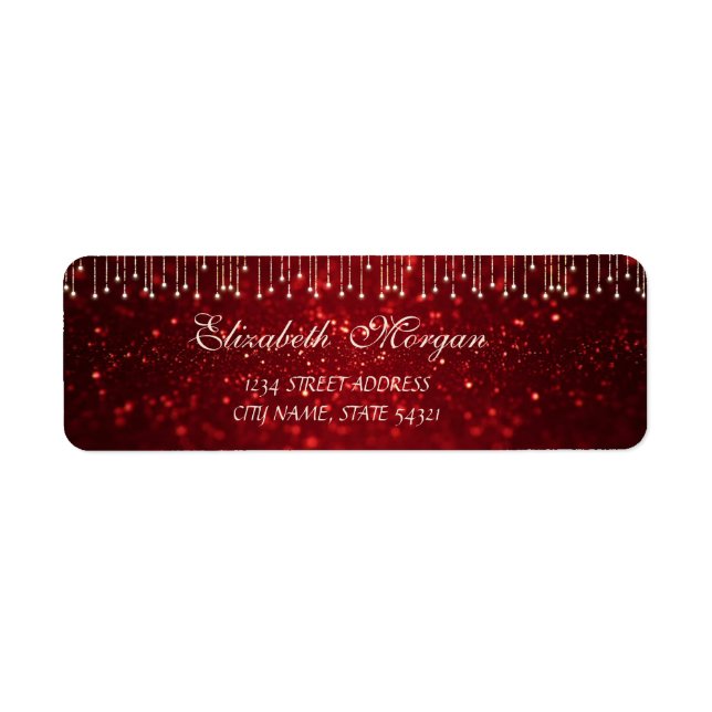 Elegant Sophisticated Bokeh Red Address (Front)