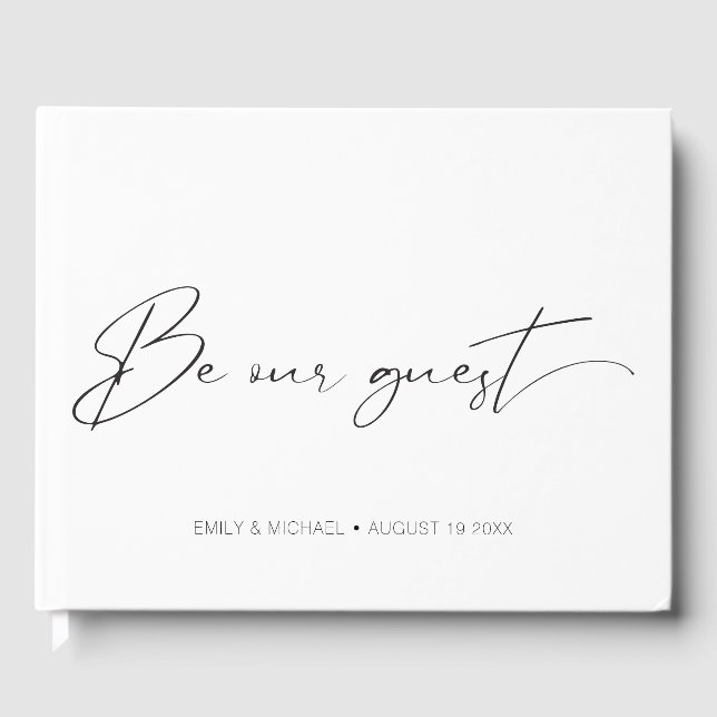 Elegant Sophisticated Calligraphy Wedding  Guest Book (Front)