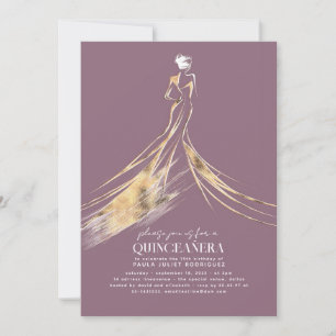Elegant Sophisticated Chic Mauve QUINCEAÑERA Invitation