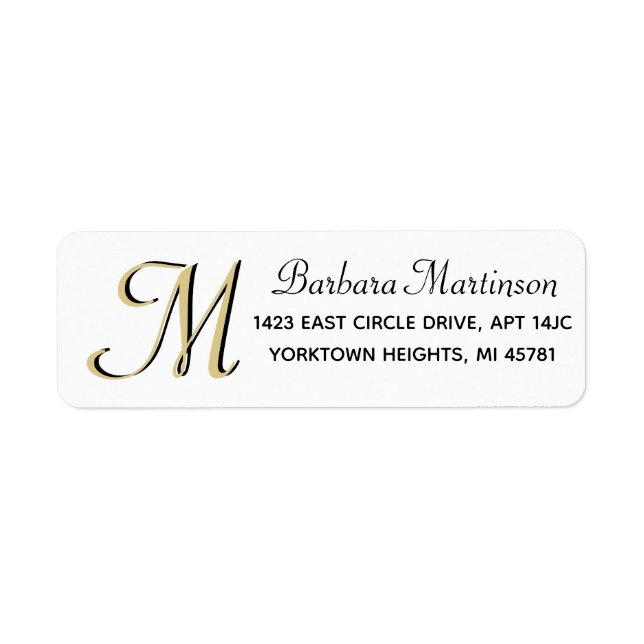Elegant Sophisticated Custom Gold Monogram  Label (Front)