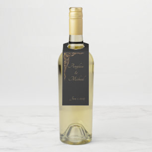 Elegant, Sophisticated Dramatic Black & Gold Bottle Tag