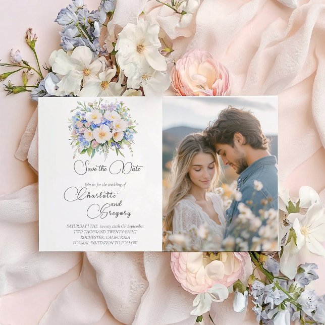 Elegant Sophisticated Floral Wedding Save the date Announcement Postcard (Creator Uploaded)