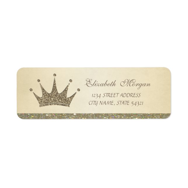Elegant Sophisticated Glittery Tiara Address Label (Front)