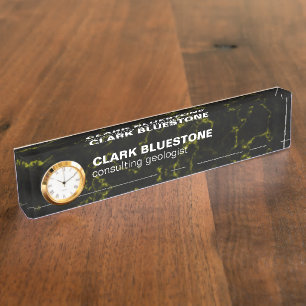 Elegant Sophisticated Gold Black Marble Nameplate