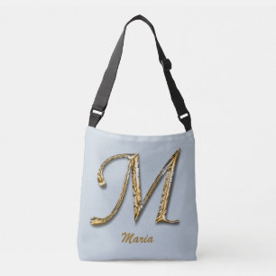 Elegant Sophisticated Gold Letter M Monogram Crossbody Bag