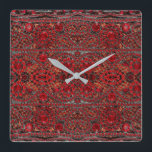 elegant sophisticated gold ruby red burgundy  square wall clock<br><div class="desc">elegant sophisticated gold ruby red burgundy fashion accessories,  bohemian burgundy home decorations  ***** The rhinestone design details are simulated in the artwork. No actual rhinestones will be used in the making of this product.</div>