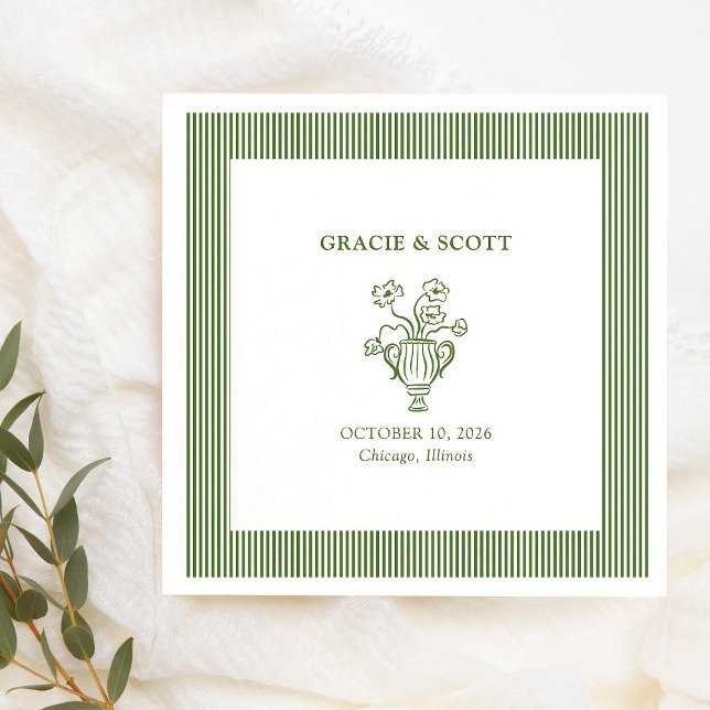 Elegant Sophisticated Green Custom Wedding Napkin (Creator Uploaded)