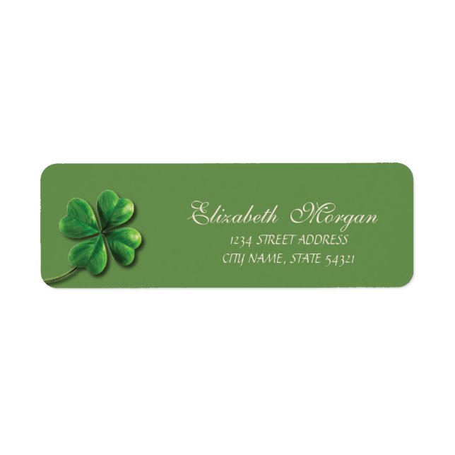 Elegant Sophisticated Green Shamrock Address (Front)