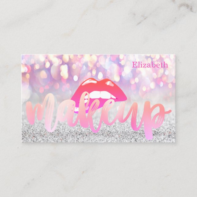 Elegant Sophisticated Modern Bokeh Lips Business Card (Front)