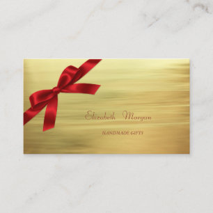 Elegant Sophisticated Modern Faux Gold,Red Bow Business Card