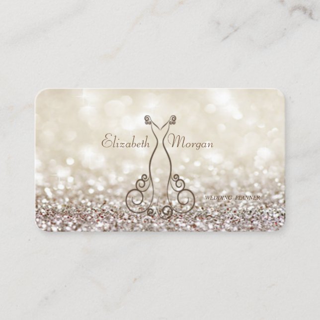Elegant Sophisticated Modern Glittery Bokeh,Dress Business Card (Front)