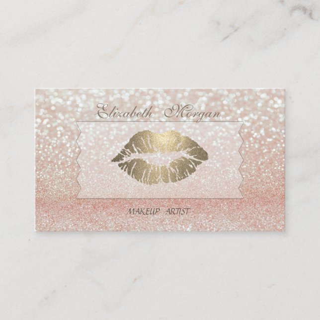 Elegant Sophisticated Modern Glittery Bokeh,Lips Business Card (Front)