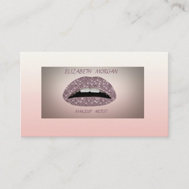 Elegant Sophisticated Modern Glittery Lips Business Card (Front)