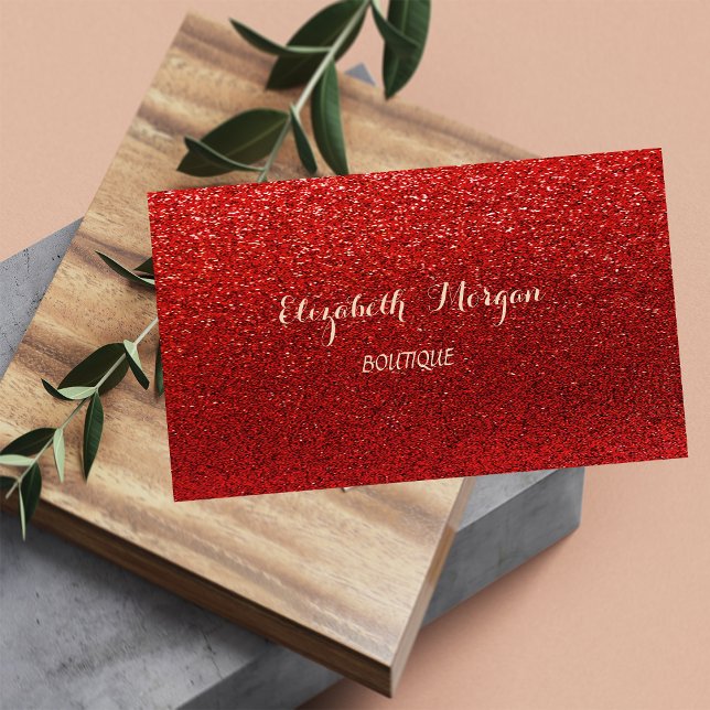 Elegant Sophisticated Modern  Red Glittery Business Card (Creator Uploaded)