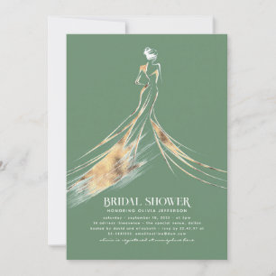 Elegant Sophisticated Sage Green Bridal Shower Invitation