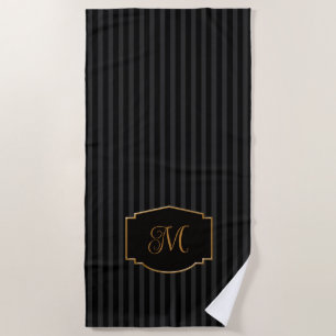 Elegant, Sophisticated Striped Monogram  Beach Towel