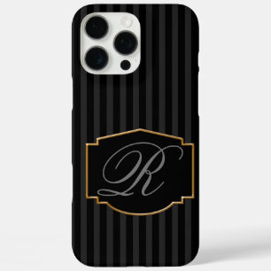 Elegant, Sophisticated Striped Monogram iPhone 16 Pro Max Case