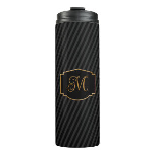 Elegant, Sophisticated Striped Monogram Thermal Tumbler