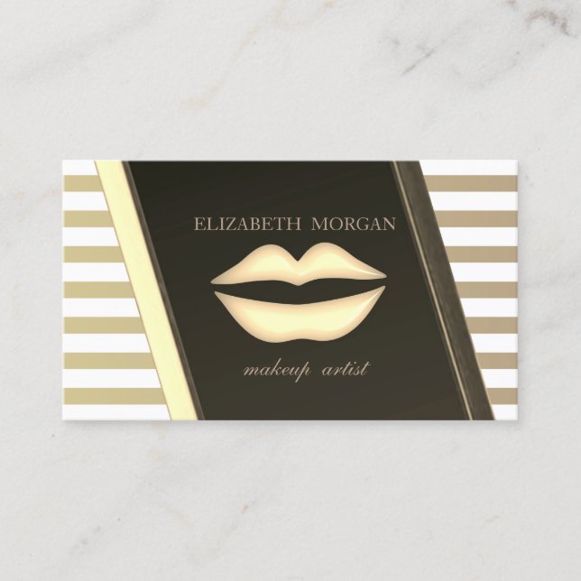 Elegant Sophisticated Stylish,Striped ,Lips Business Card (Front)
