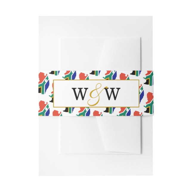 Elegant SOUTH AFRICA Monogram Wedding Celebration Invitation Belly Band (Front Example)
