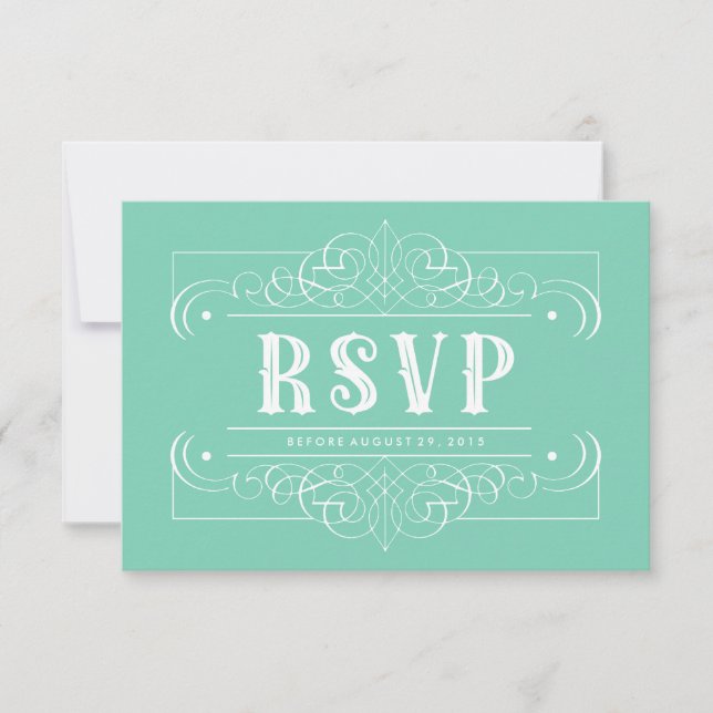 Elegant South Western Pastel Green RSVP Card (Front)
