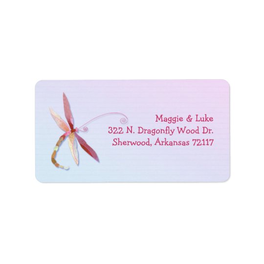 Elegant Southern Dragonfly Wedding Address Labels