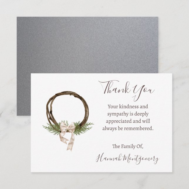 Elegant Southern Funeral Sympathy Thank You Cards (Front/Back)